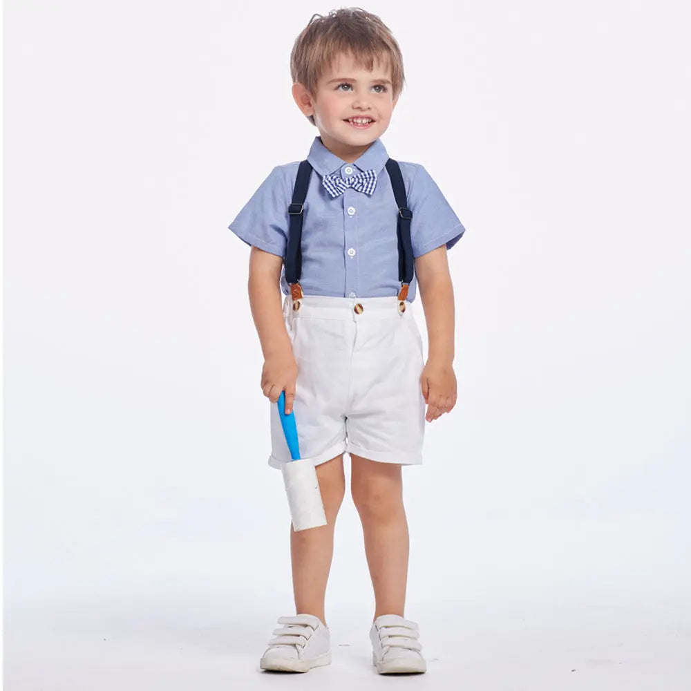 Toddler Boy Short-Sleeve Shirt & Suspender Shorts Set - LITTLEGIANT Baby Cloth