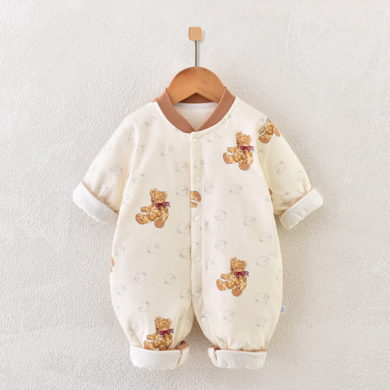 Squirrel Print Quilted Baby Jumpsuit