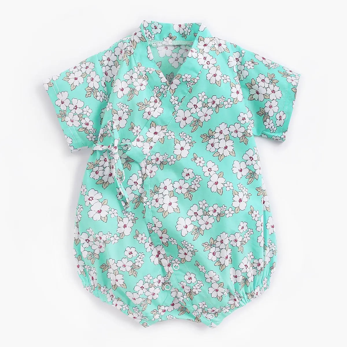 LITTLEGIANT Summer Cotton Baby Romper –  Yukata Floral Onesie with Lace Straps - LITTLEGIANT Baby Cloth