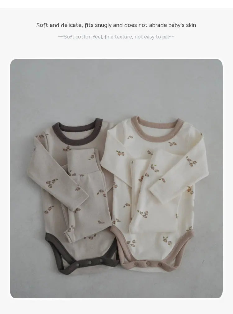 Snuggle Day" Cotton Two-Piece Outfit (Pants & Top) - LITTLEGIANT Baby Cloth