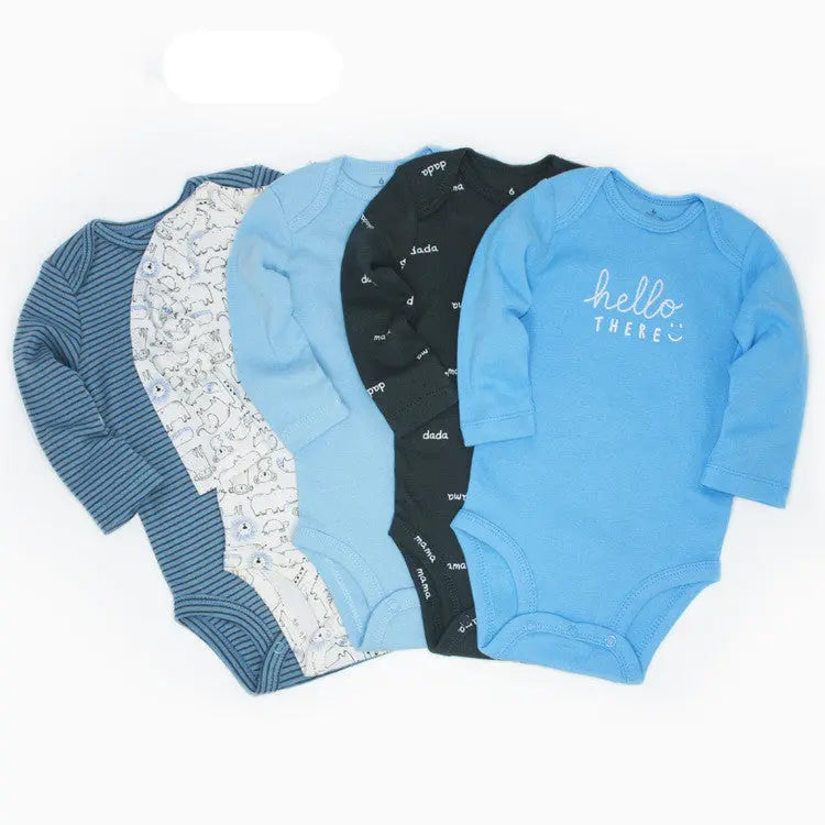 LITTLEGIANT 5-Pack Essential Long-Sleeve Baby Rompers – 100% Soft Cotton - LITTLEGIANT Baby Cloth