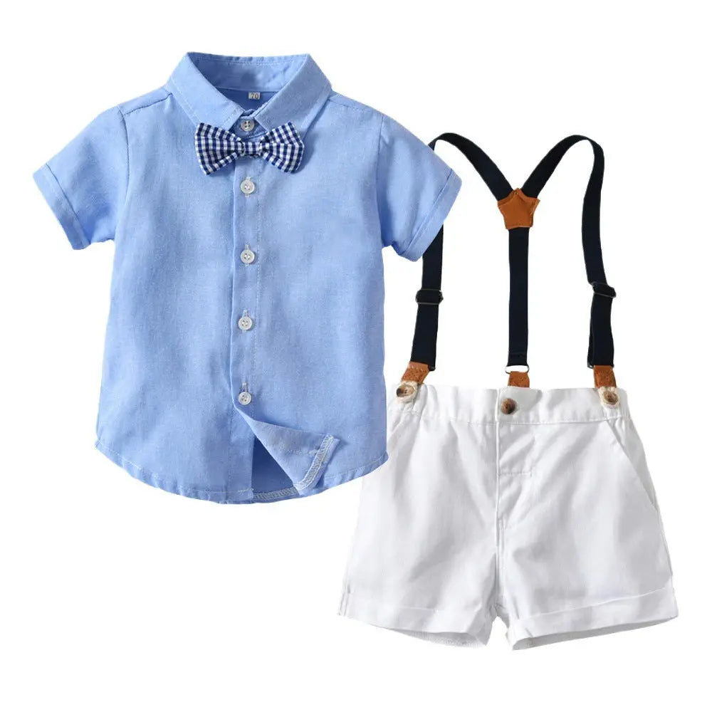 Toddler Boy Short-Sleeve Shirt & Suspender Shorts Set - LITTLEGIANT Baby Cloth