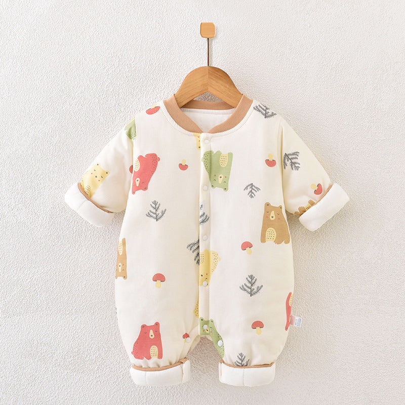 Squirrel Print Quilted Baby Jumpsuit