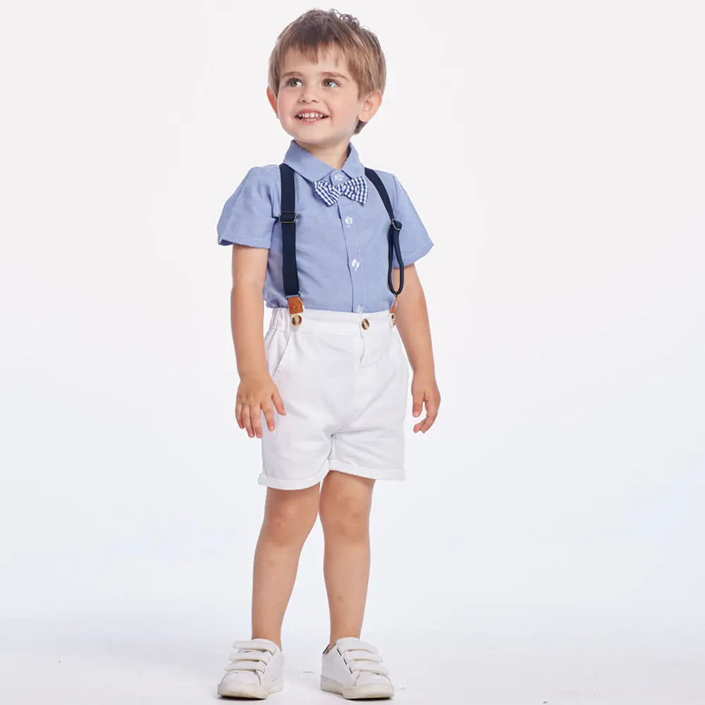 Toddler Boy Short-Sleeve Shirt & Suspender Shorts Set - LITTLEGIANT Baby Cloth