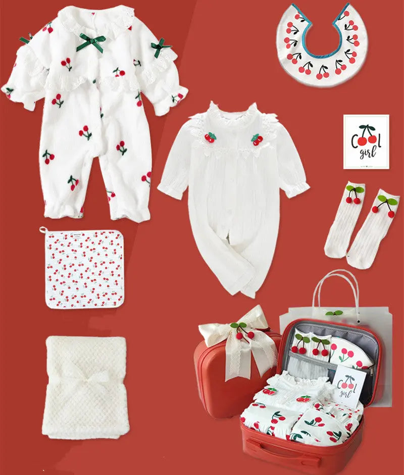 LITTLEGIANT Newborn 5-piece Cherry Print Gift Set LITTLEGIANT