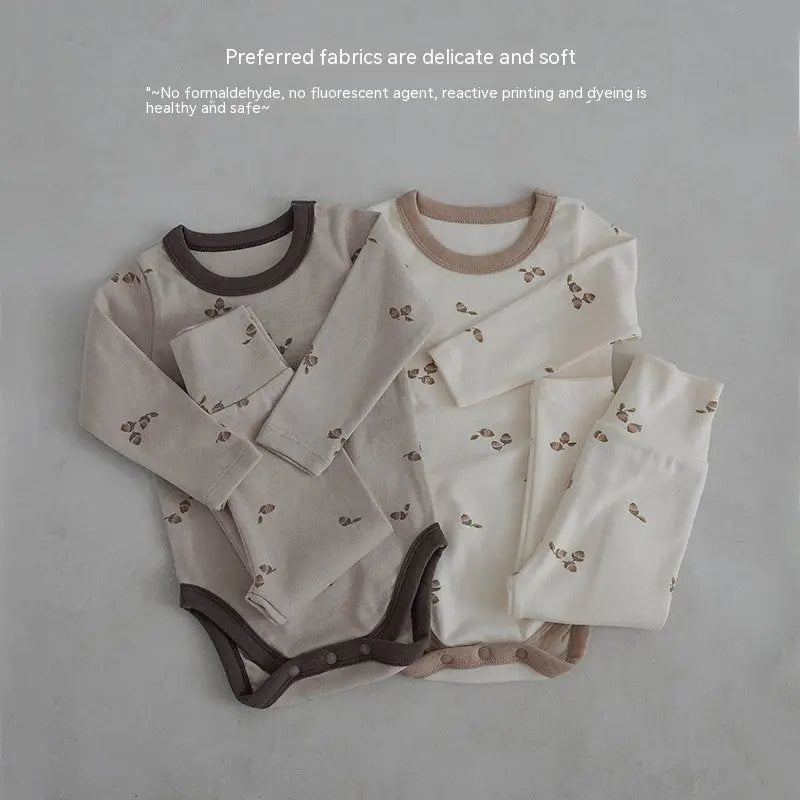 Snuggle Day" Cotton Two-Piece Outfit (Pants & Top) - LITTLEGIANT Baby Cloth