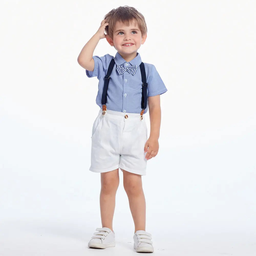Toddler Boy Short-Sleeve Shirt & Suspender Shorts Set - LITTLEGIANT Baby Cloth