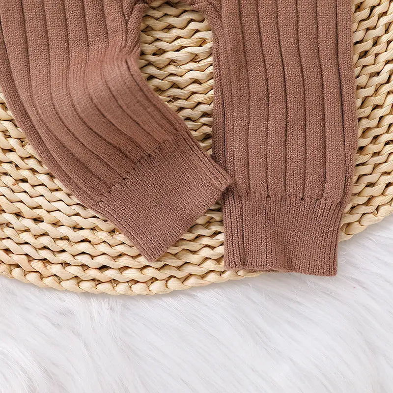 LITTLEGIANT Warm Tricolor Sweater Baby Jumpsuit – Long Sleeve Lace Romper - LITTLEGIANT Baby Cloth