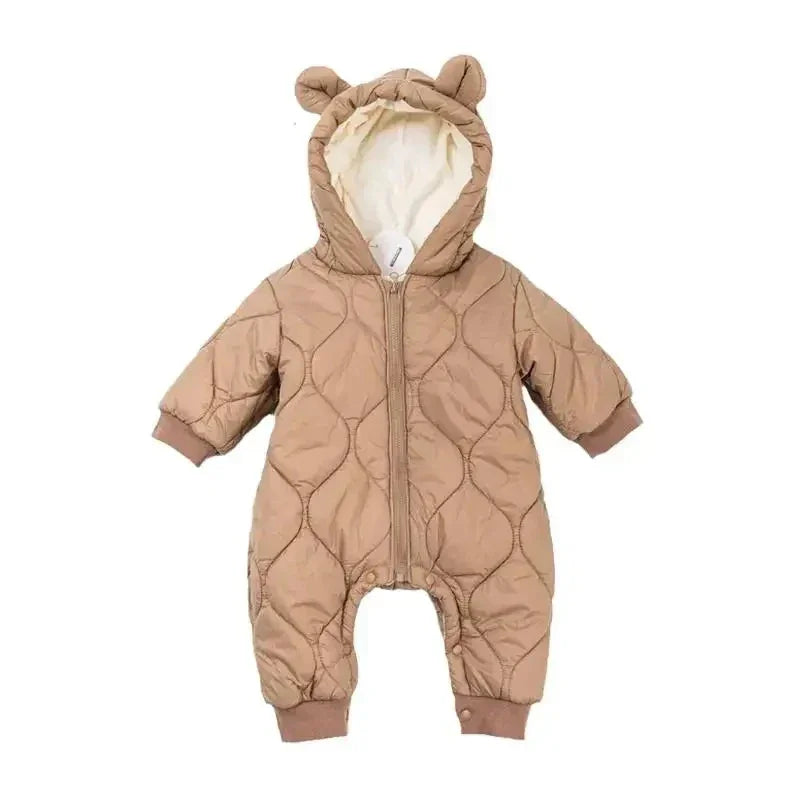 Organic Cotton Newborn  - Cozy Hooded Winter Romper - LITTLEGIANT Baby Cloth