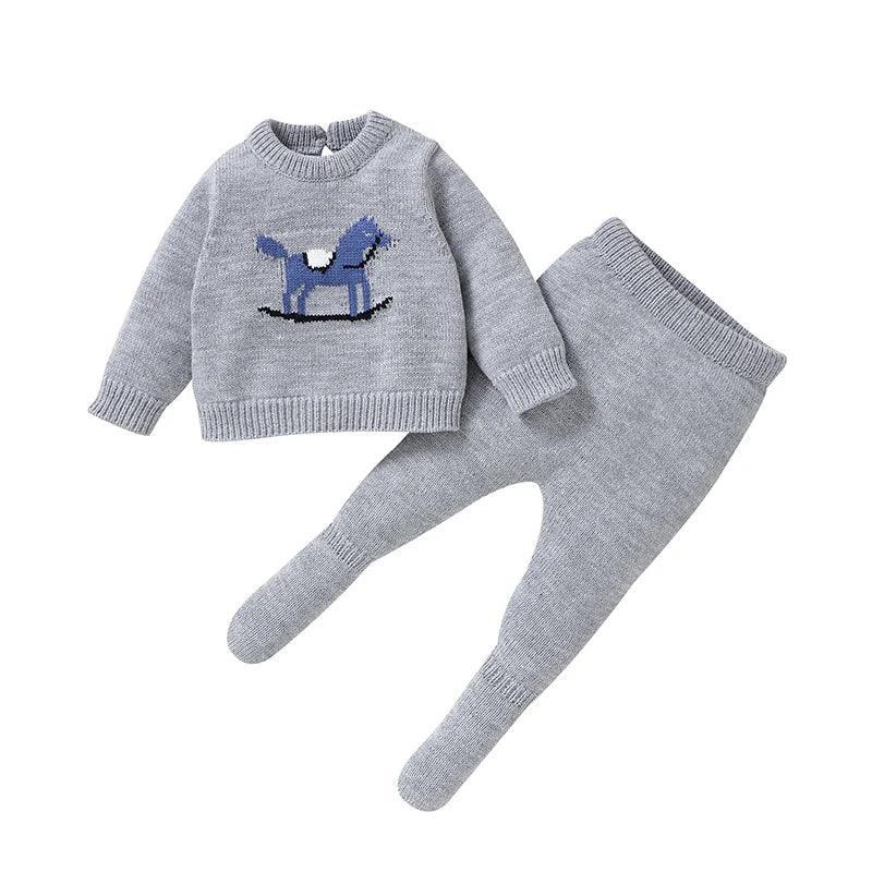 LITTLEGIANT Unisex Baby Oatmeal Knit 2pc Set - LITTLEGIANT Baby Cloth