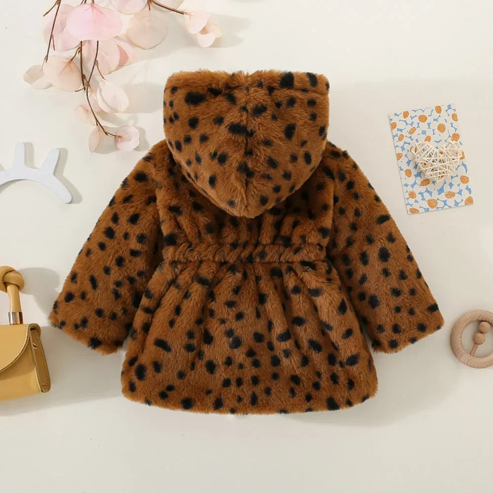 Cozy Leopard Print Hooded Jacket for Baby Girls - LITTLEGIANT Baby Cloth