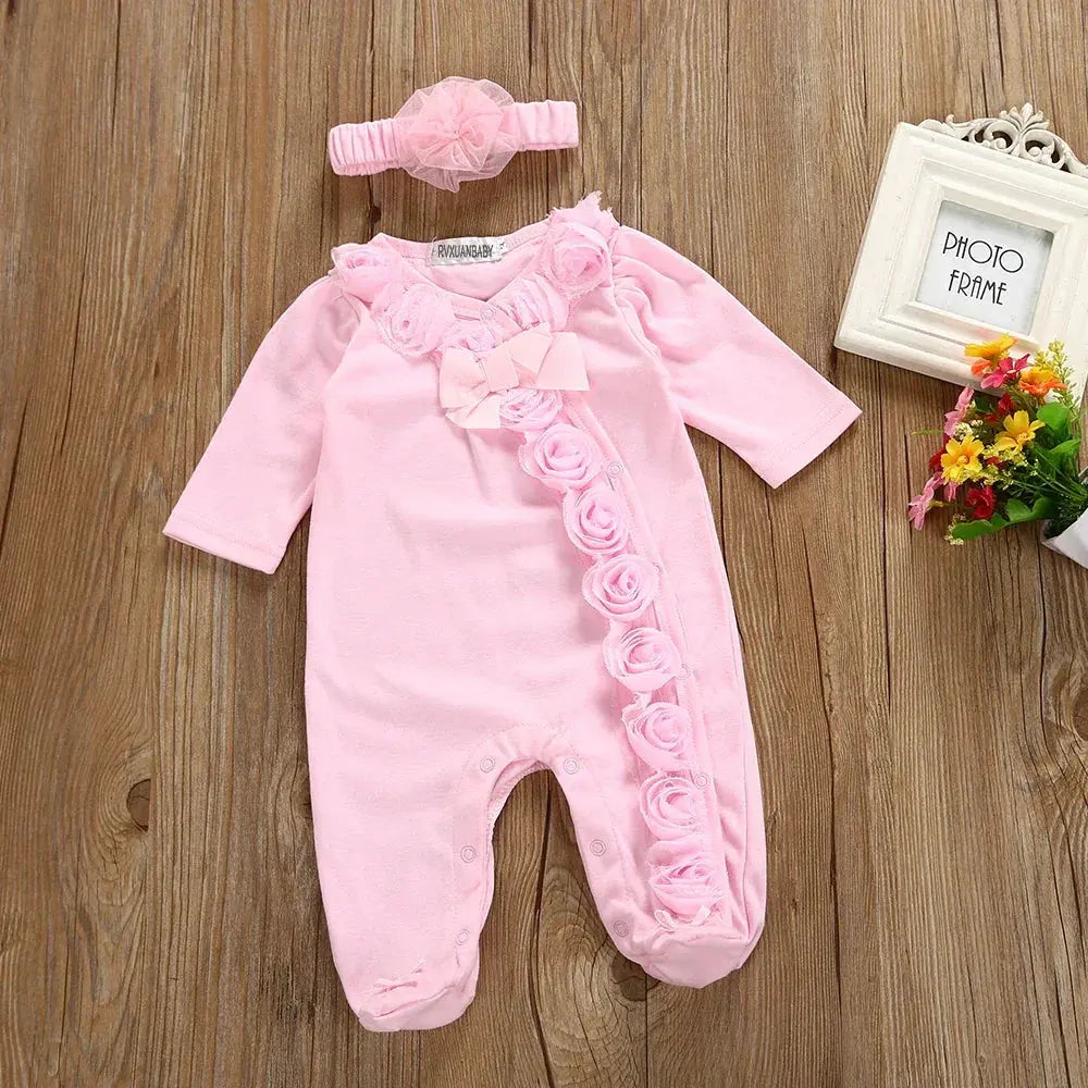 Lace & Flower Romper Set - LITTLEGIANT Baby Cloth