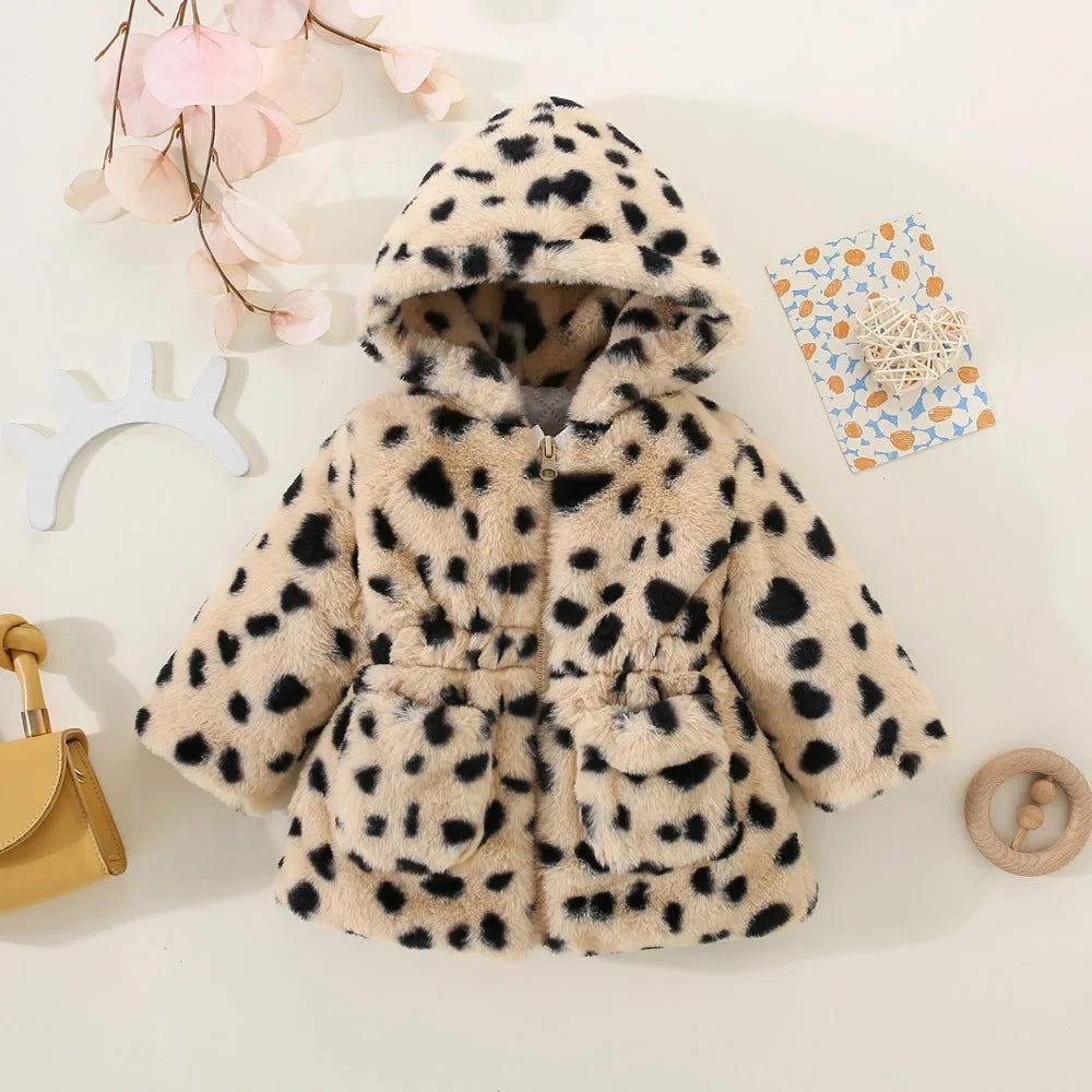 Cozy Leopard Print Hooded Jacket for Baby Girls - LITTLEGIANT Baby Cloth