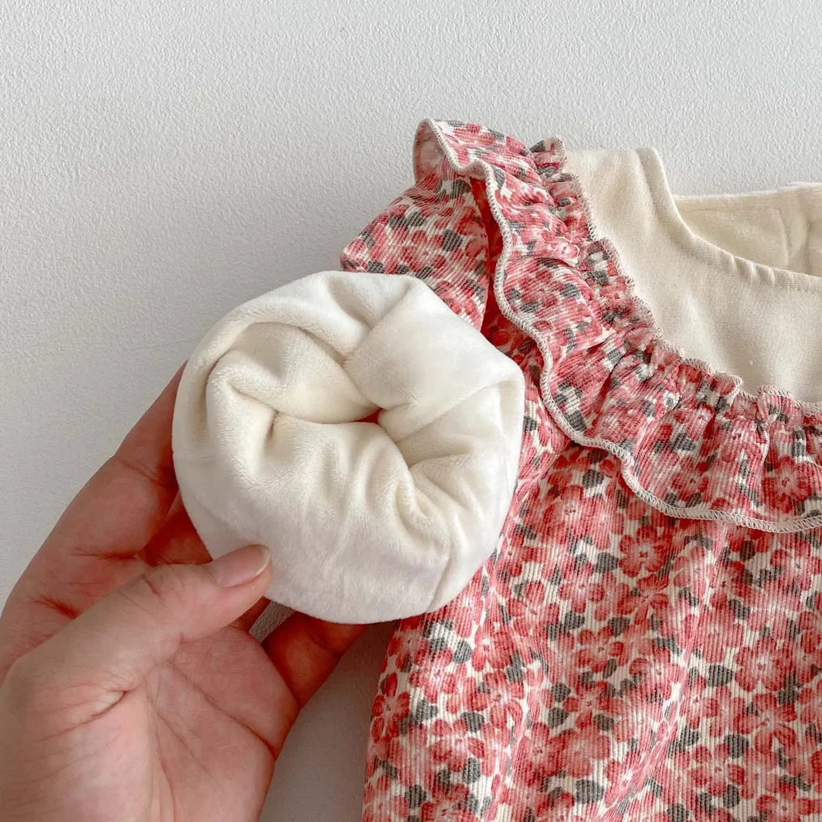 Korean Style Floral Winter Romper for Girls - LITTLEGIANT Baby Cloth