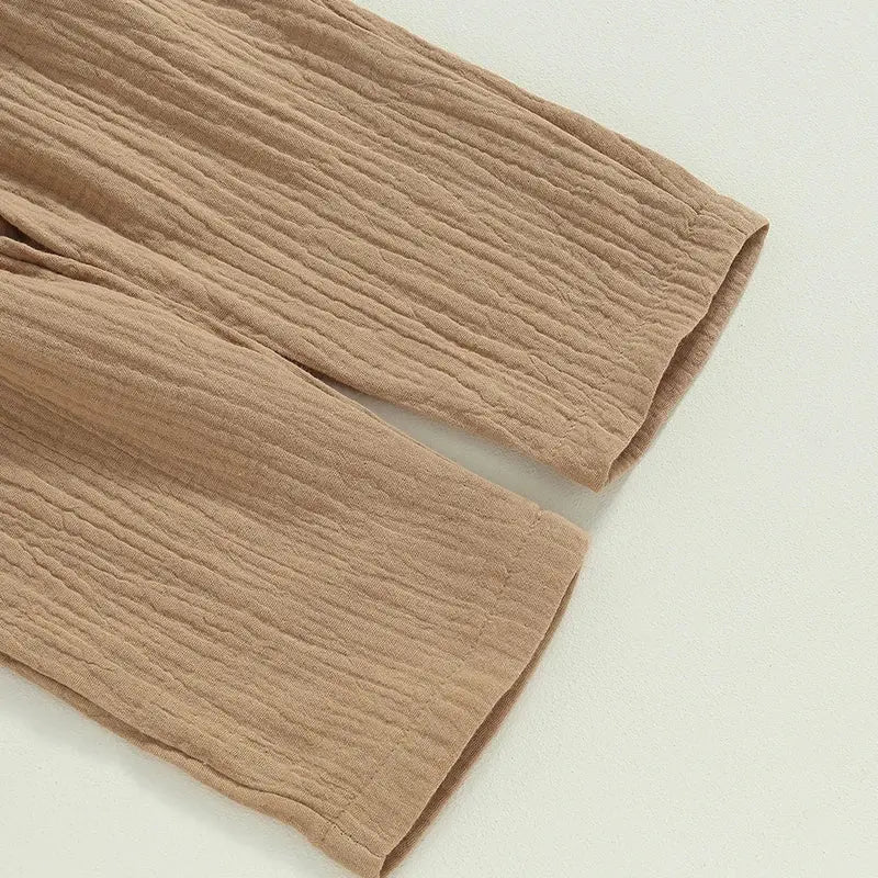 Cozy Toddler Boy Linen Set - 2PC Shirt & Pants - LITTLEGIANT Baby Cloth