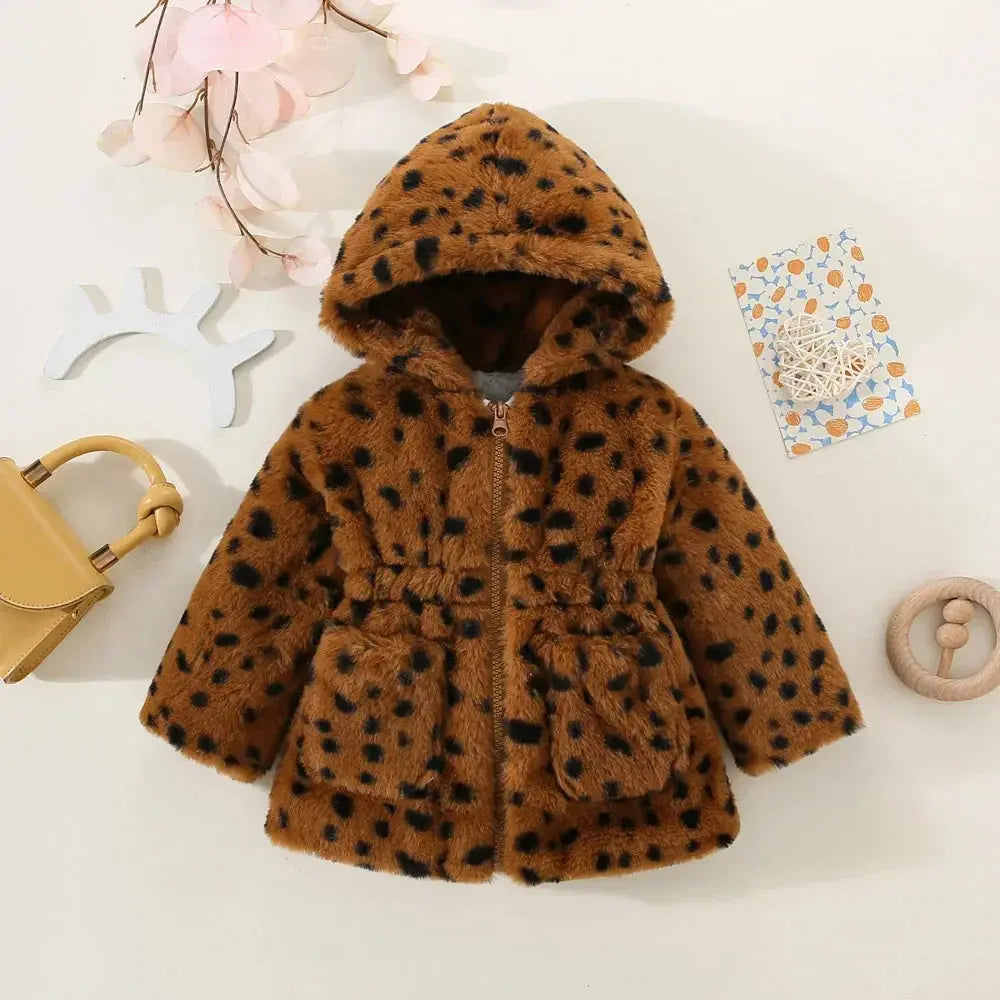 Cozy Leopard Print Hooded Jacket for Baby Girls - LITTLEGIANT Baby Cloth