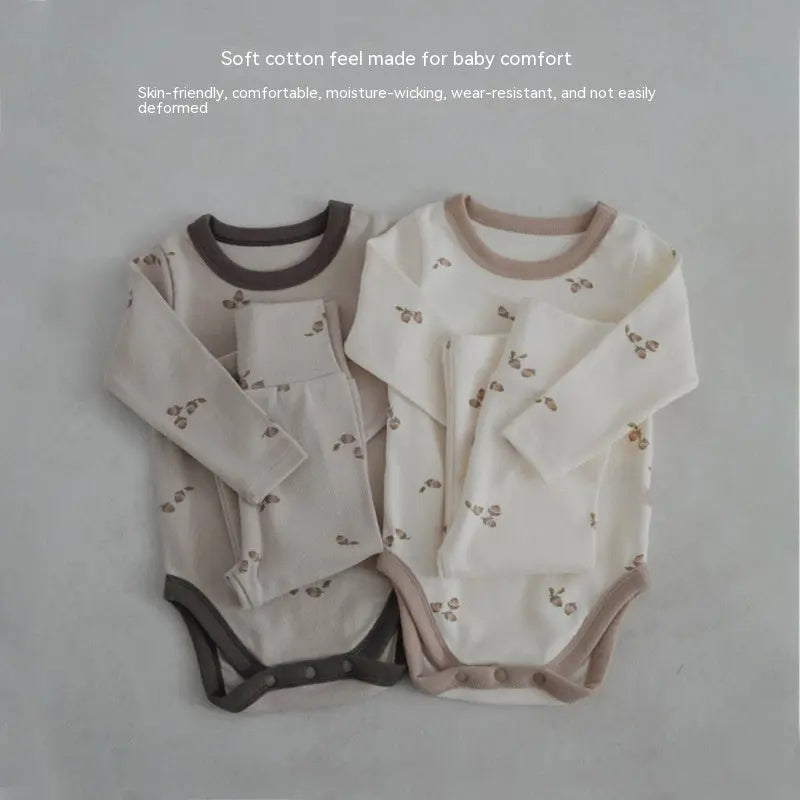 Snuggle Day" Cotton Two-Piece Outfit (Pants & Top) - LITTLEGIANT Baby Cloth