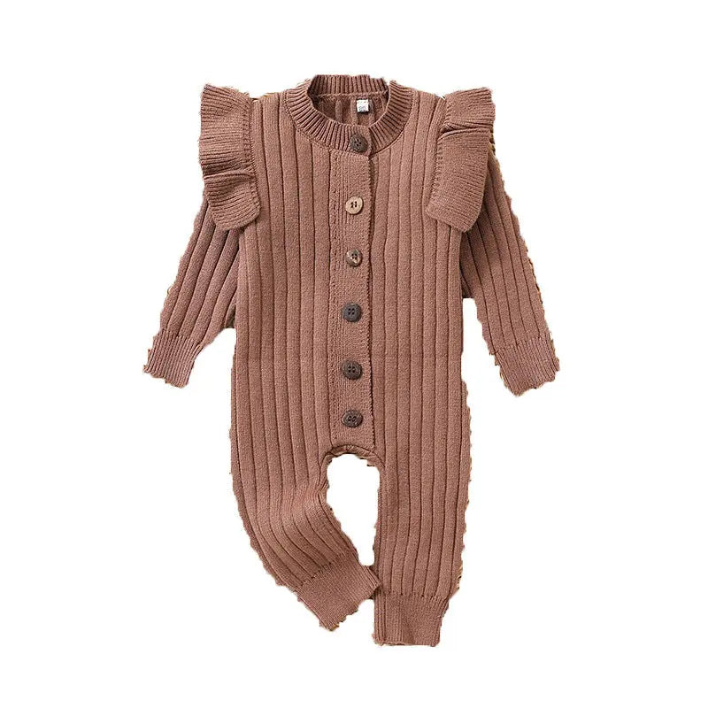 LITTLEGIANT Warm Tricolor Sweater Baby Jumpsuit – Long Sleeve Lace Romper - LITTLEGIANT Baby Cloth