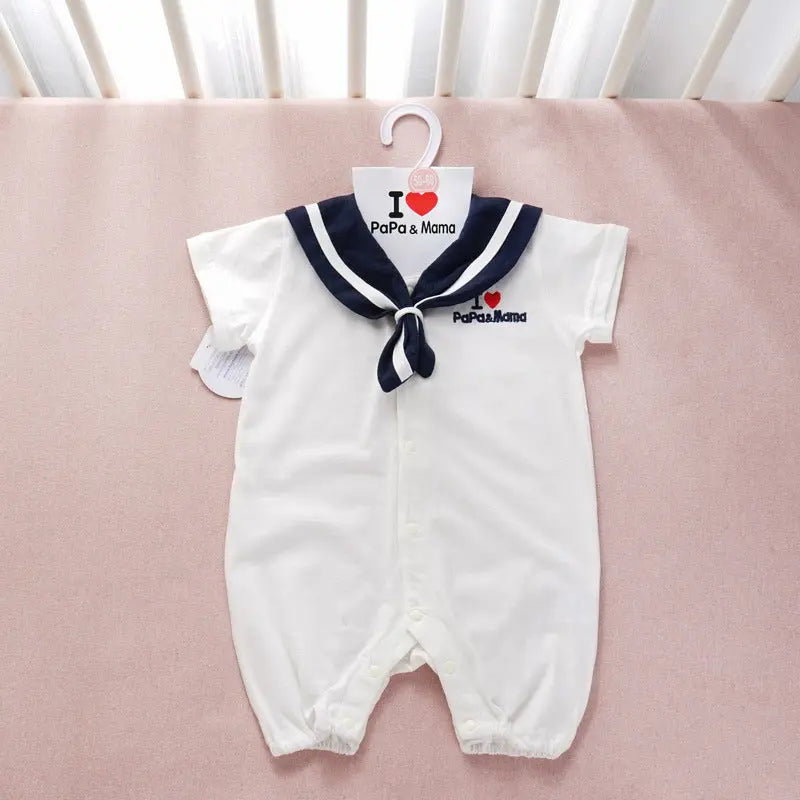 LITTLEGIANT "Little Sailor" Navy  Baby Romper – Detachable Hood - LITTLEGIANT Baby Cloth