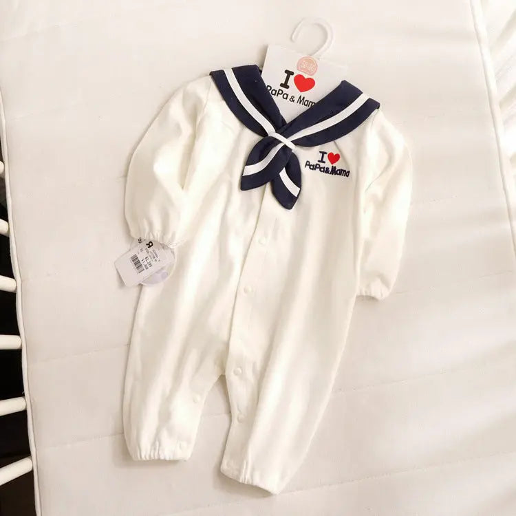 LITTLEGIANT "Little Sailor" Navy  Baby Romper – Detachable Hood - LITTLEGIANT Baby Cloth