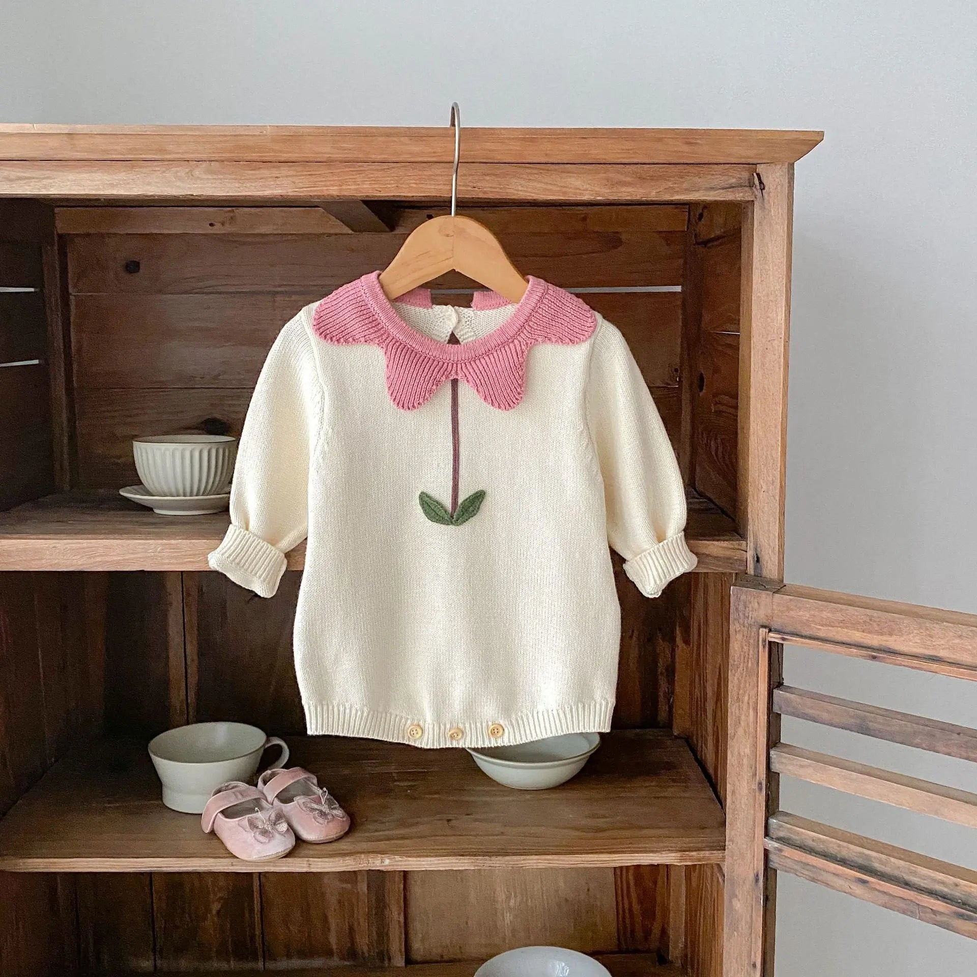 Cute Flowers Cotton Knitted Baby Sweater - LITTLEGIANT Baby Cloth