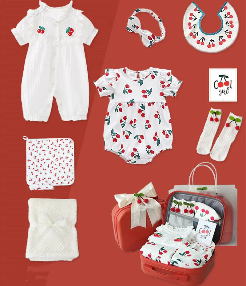 LITTLEGIANT Newborn 5-piece Cherry Print Gift Set LITTLEGIANT