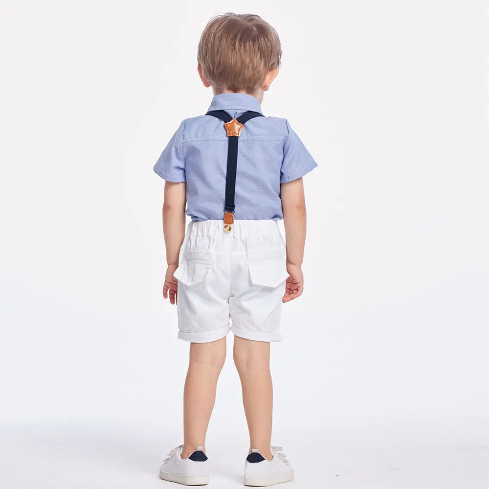 Toddler Boy Short-Sleeve Shirt & Suspender Shorts Set - LITTLEGIANT Baby Cloth